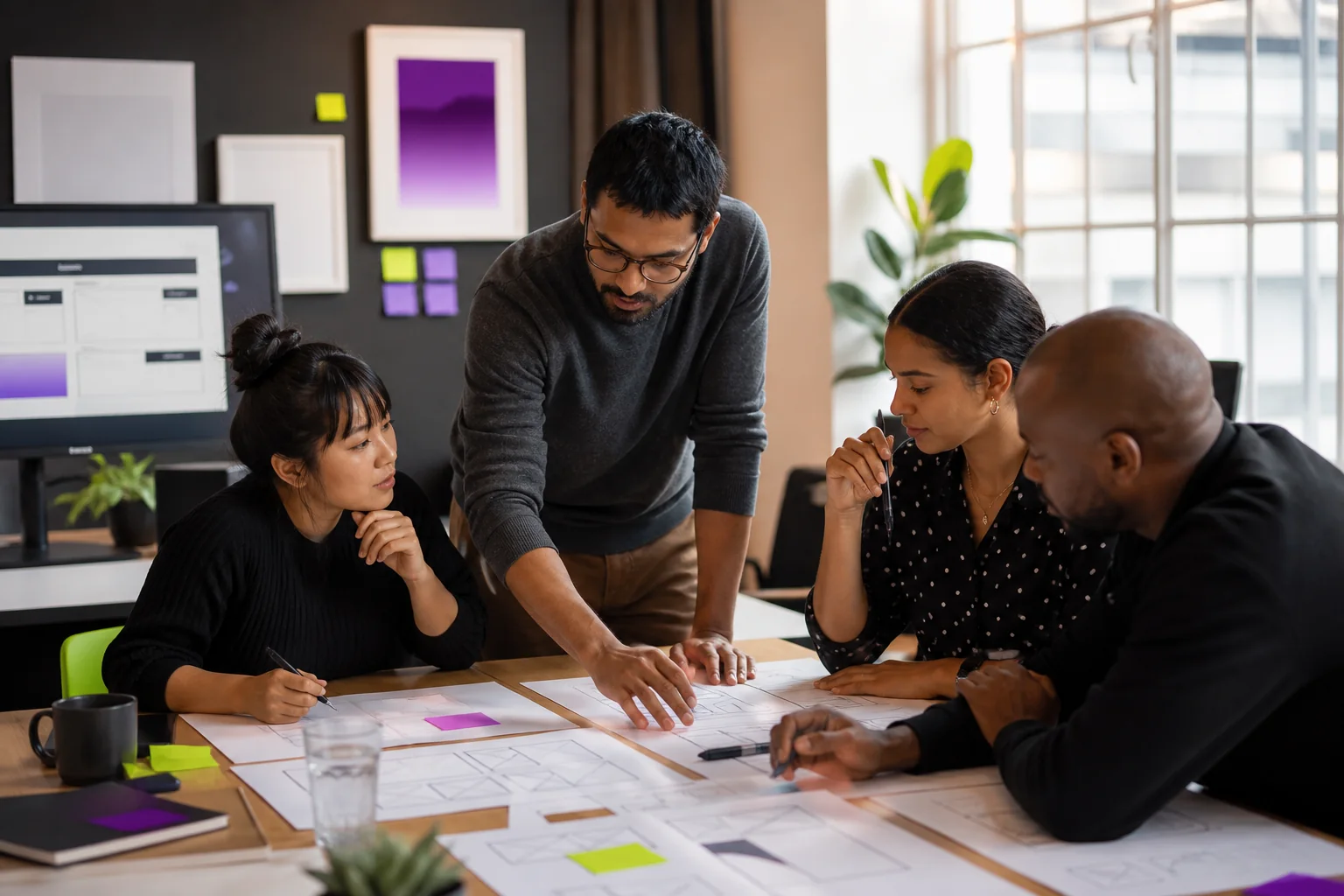 A product team working together over wireframes.